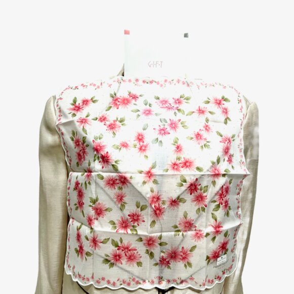 New In Box PIERRE CARDIN PARIS Mini Scarf/ handker Cotton Peach Pink Floral(78) - Picture 4 of 7